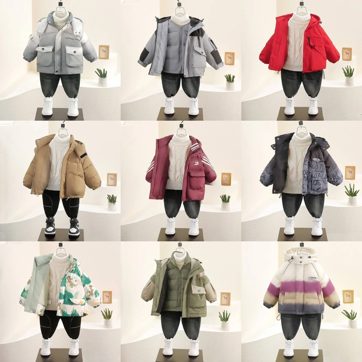 High quality stylish zipper clothes for boys hooded clothes for kids Winter jackets
