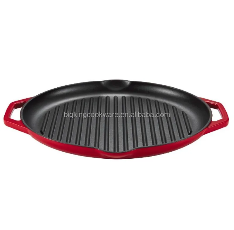 Non Stick Frying Pan for Steak Fish and BBQ Cast Iron  Griddle Pan Deep Round 32cm - Oven Dishwasher Safe OEM