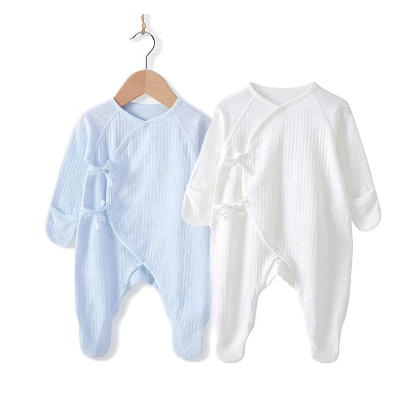 Wholesale custom kimono style baby 2-pack cotton footed sleep and play rompers baby sleep romper