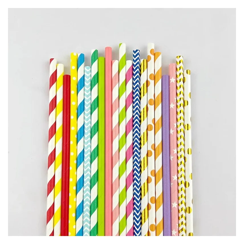 Biodegradable 6mm Kraft Paper Straws With Logo For Bubble Tea Beverage Drinking Smoothie Straw