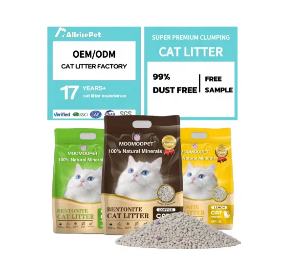 Factory Wholesale Scent Dust Free Odor Lock Strong Clumping All Type Cat Litter Pet Supply Bentonite Cat Litter Arena Para Gato