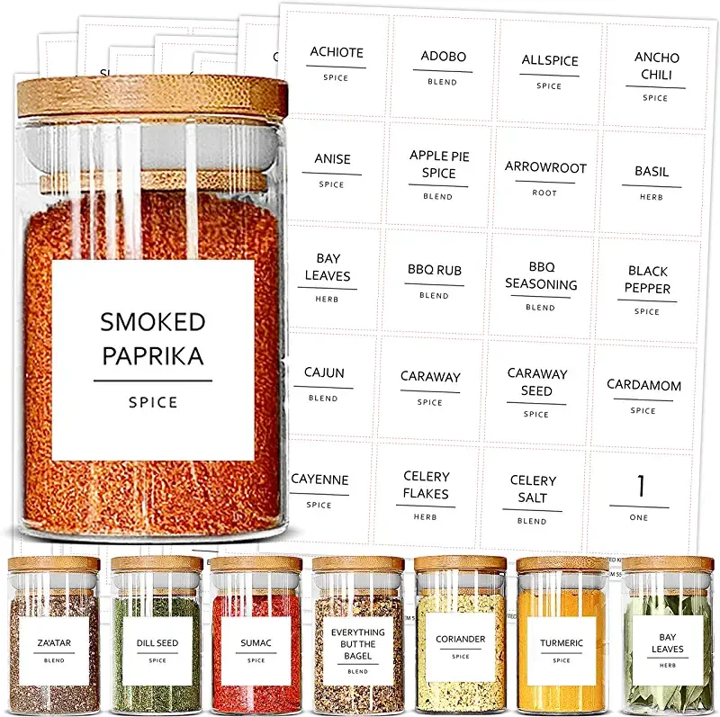 Glass Canisters With Airtight Lids,Glass Spice Jar Bottles With Bamboo Wooden Lids,Small Food Storage Containers For Herbs
