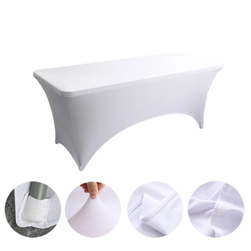 Ins wind high-end hotel restaurant wedding banquet decoration solid color polyester square tablecloth elastic table cover