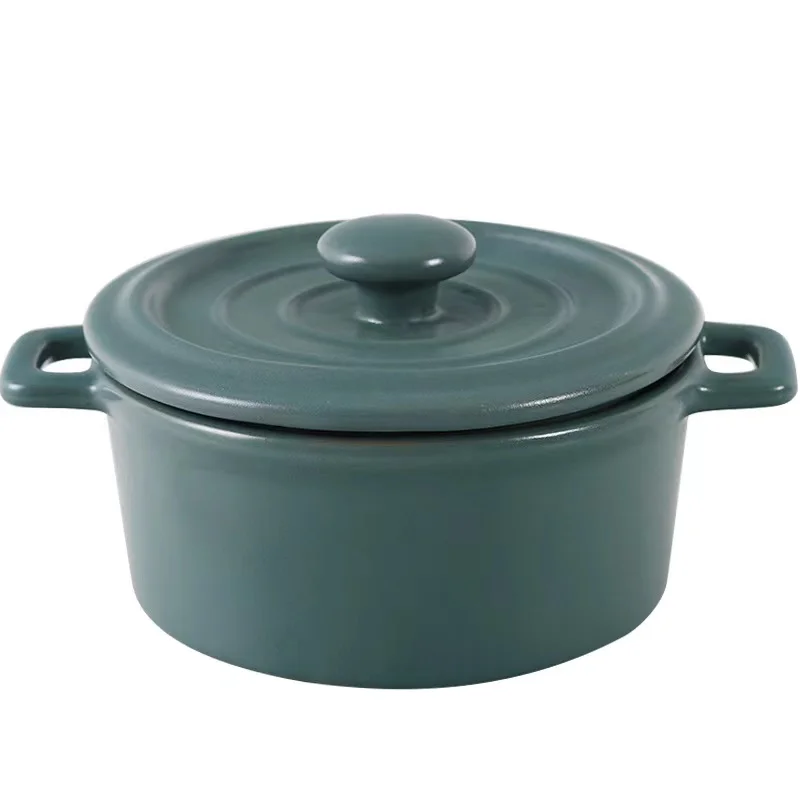 Wholesale low price colorful glazed ceramic stew pot restaurant kitchen casserole with ceramic lid