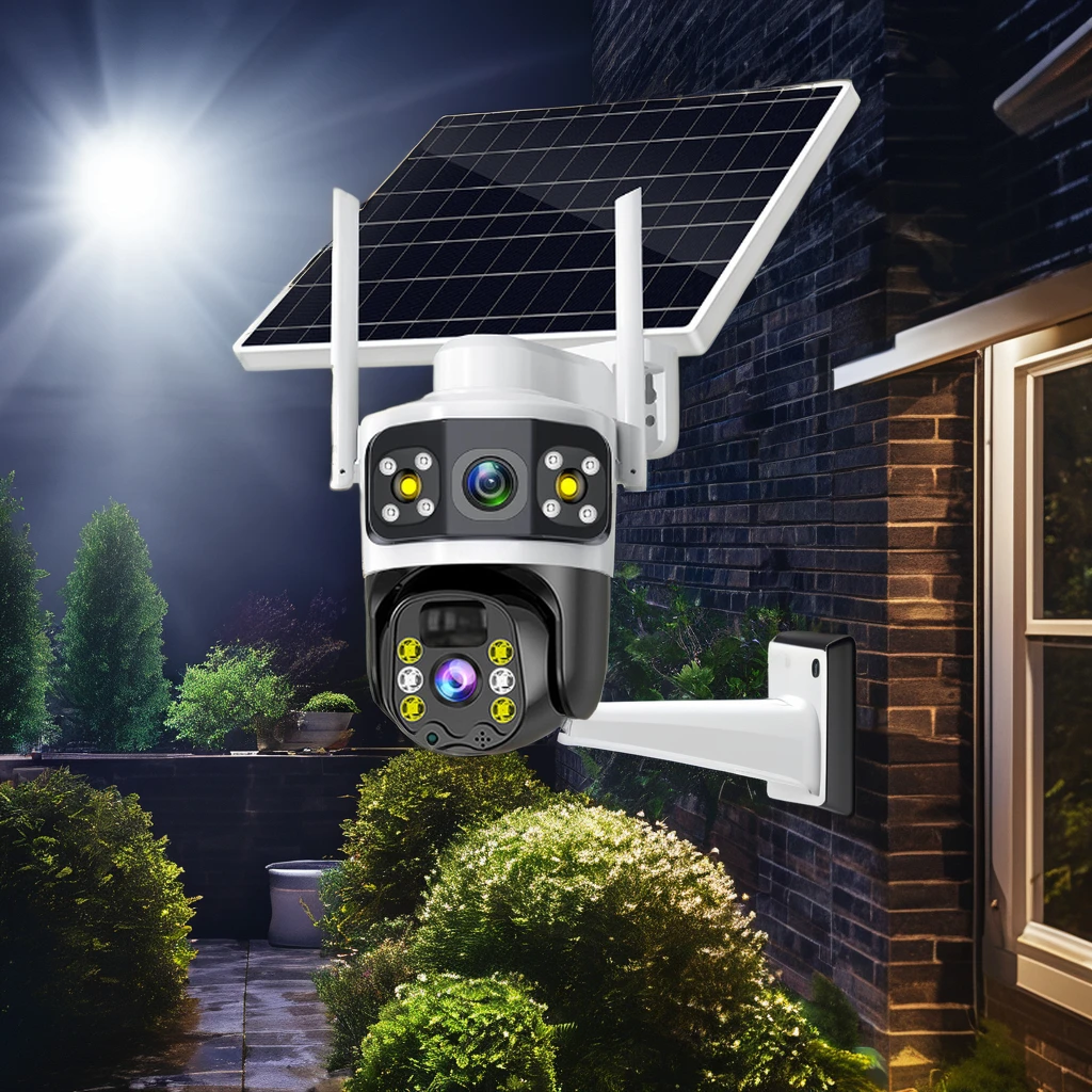 Outdoor WIFI Security Camera with Night Vision for Home Solar Powered CCTV Color Vision