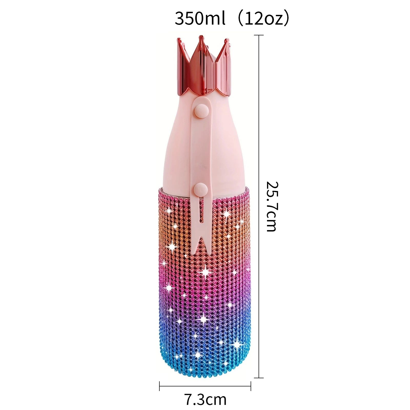 DD2753 Crown Stainless Steel Insulated Flask Diamond Bling Straight Women Girls Bottle Rhinestone Thermos Cup