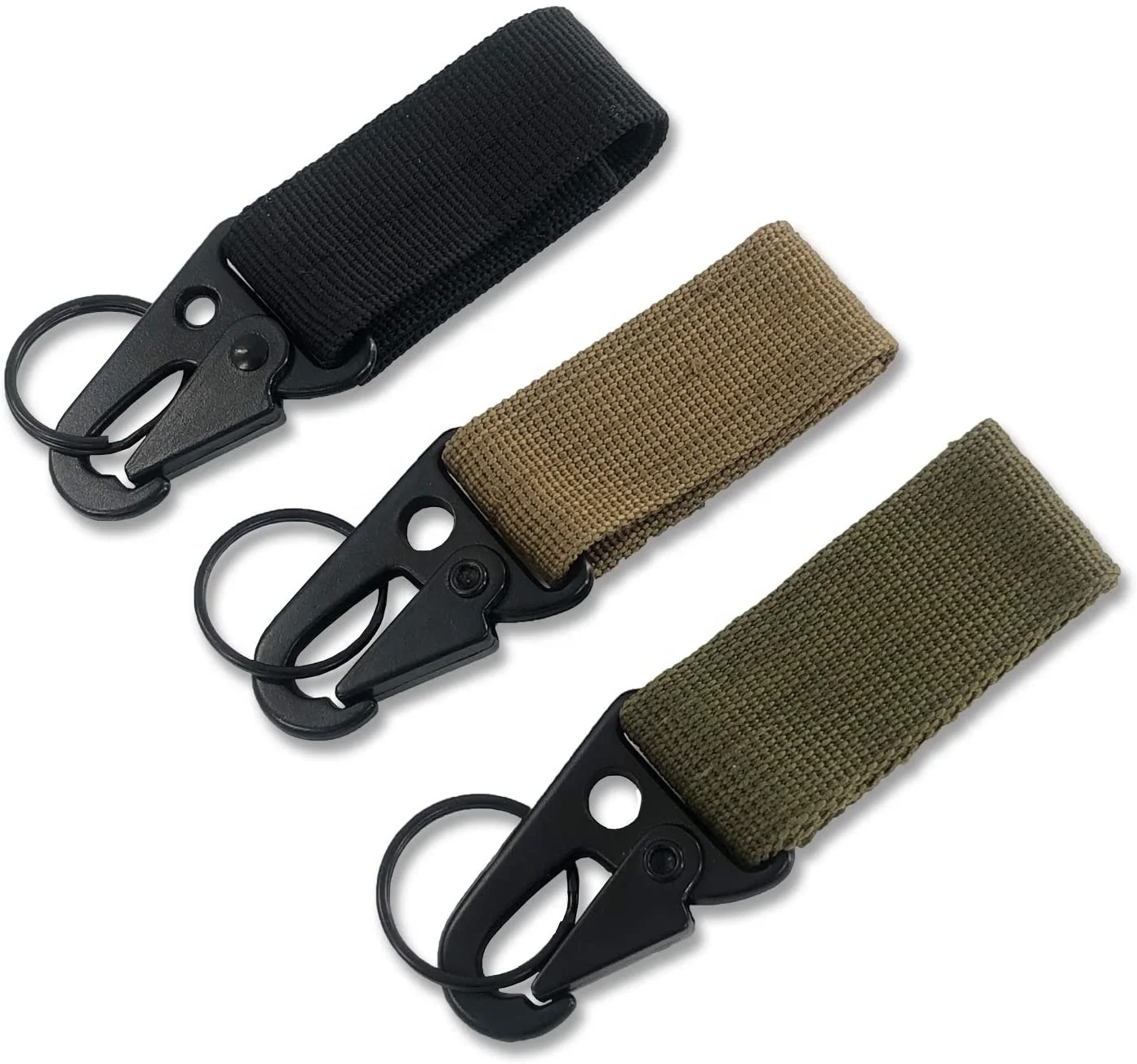 2020 Nylon Clips Keychain Clasp Webbing Buckle Iron Hanging Carabiner Key Holder With Hook and Loop