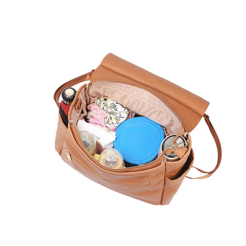 Low MOQ PU Diaper Bag Backpack with Changing Station Diaper Bags for Baby Boys Girl Diaper Bag changing Mat Pad for Mommy