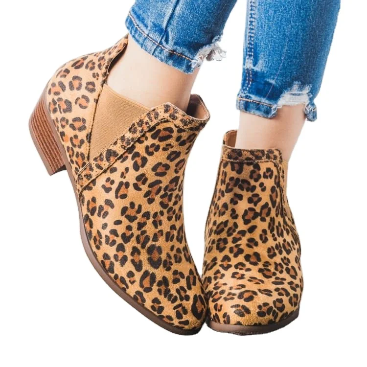 Good Selling Type Low Neck Custom Made Leopard Print High Heel Boot canadian Winter Boot