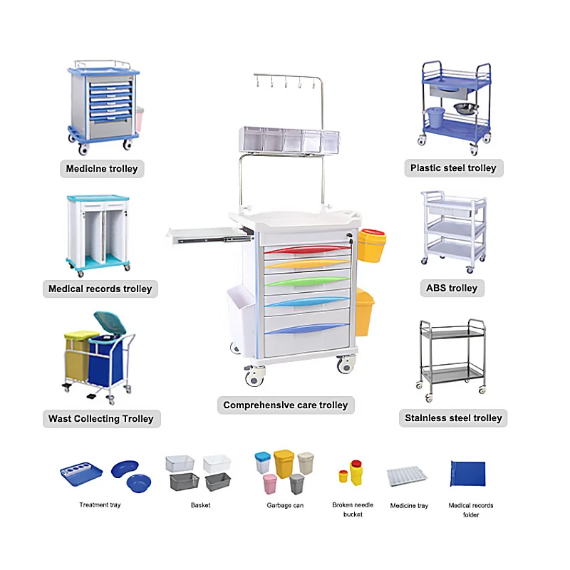 Medical Equipment Nursing Trolley Modern ABS Hospital Furniture Multifunctional Nursing Car Carton Box Packed 48
