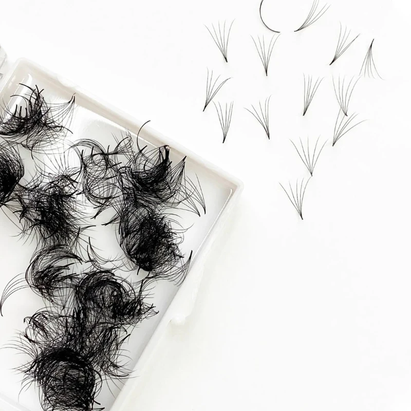 Stock 12d Promade Volume Fan Eyelash Extension 20d Russian Wispy 0.03 0.05 0.07 C D Loose Premade 14 10d Long Stem Premade Fans