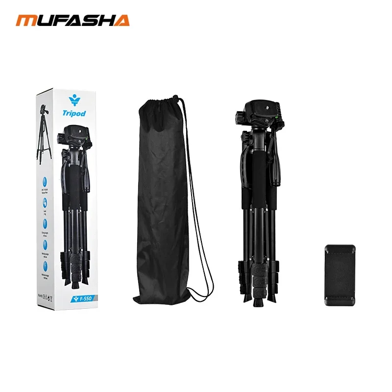 Professional Camera Tripod 1.7m Compact Lightweight Aluminum Tripod with Carry Bag for camera phone with bubble level