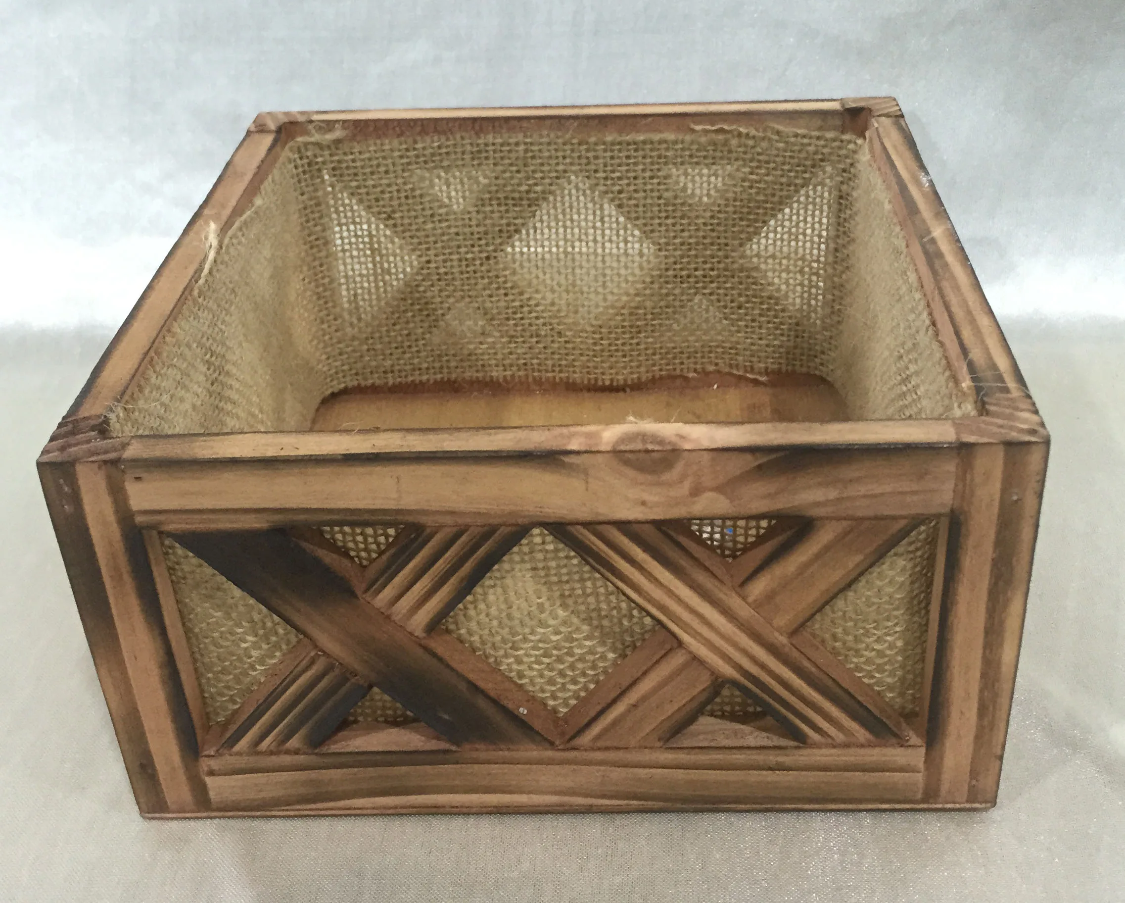  Home & Garden Decor Square Flower Pot Decorative Craft Wooden Flowers