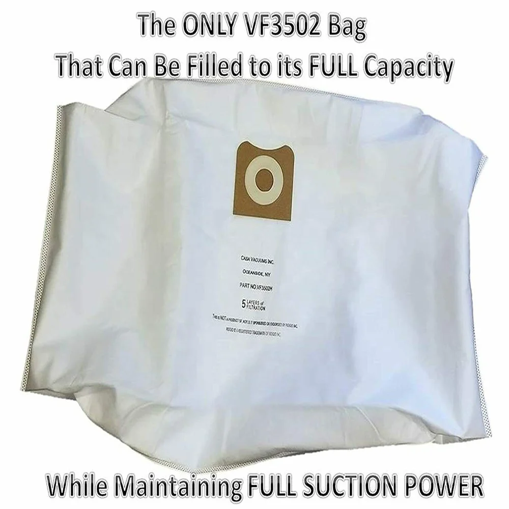 Vacuum hape filter Bags for Rid gid VF3502, POWERTEC 75002 Wet/Dry Allergan vacuum cleaner parts