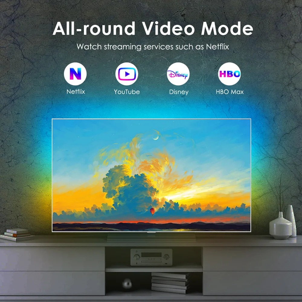 Bluetooth APP TV Backdrop Decoration Lights RGB LED Strip Colourful Ambient Lights