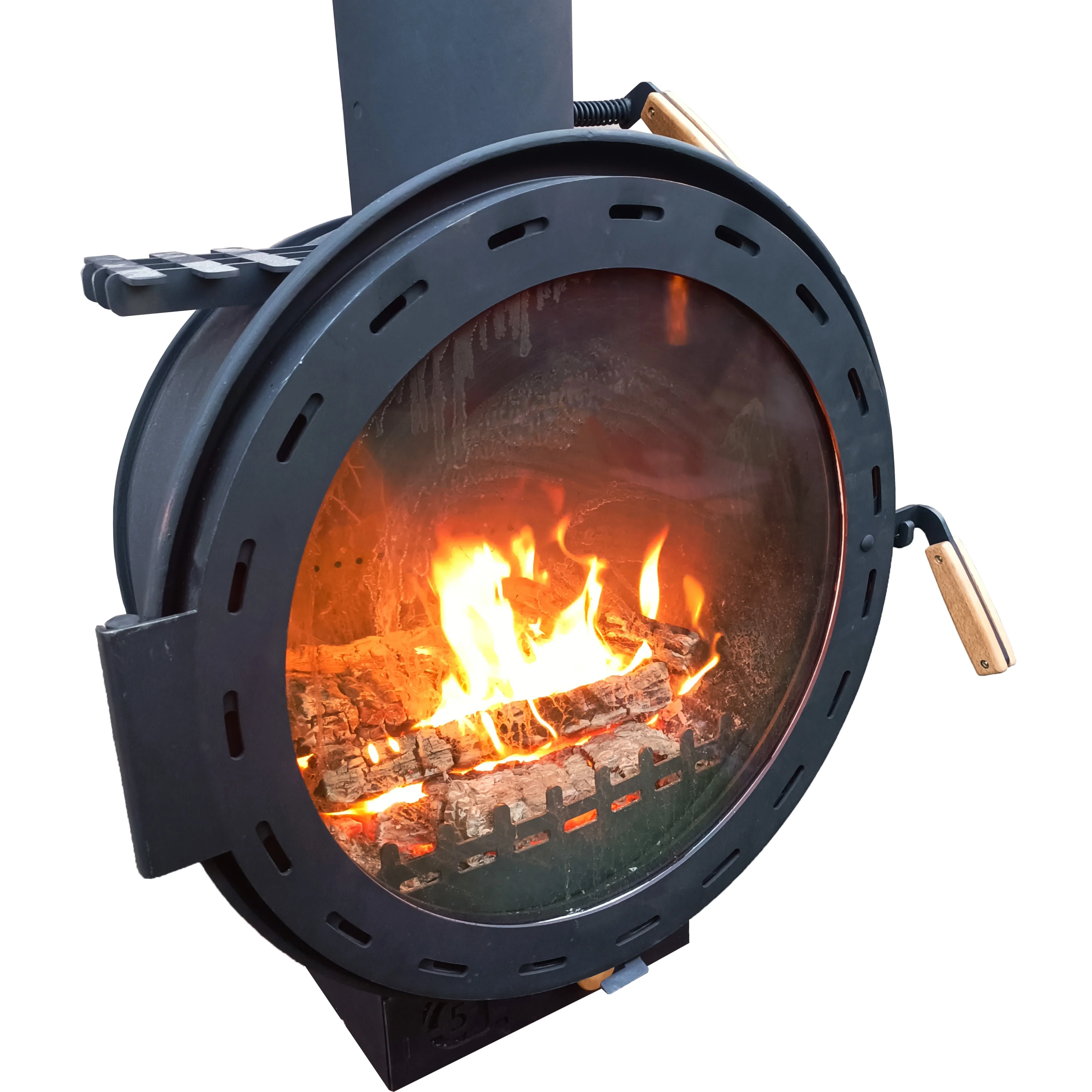 Wood burning Smoke free cast iron charcoal fireplace ceiling hanging fireplace