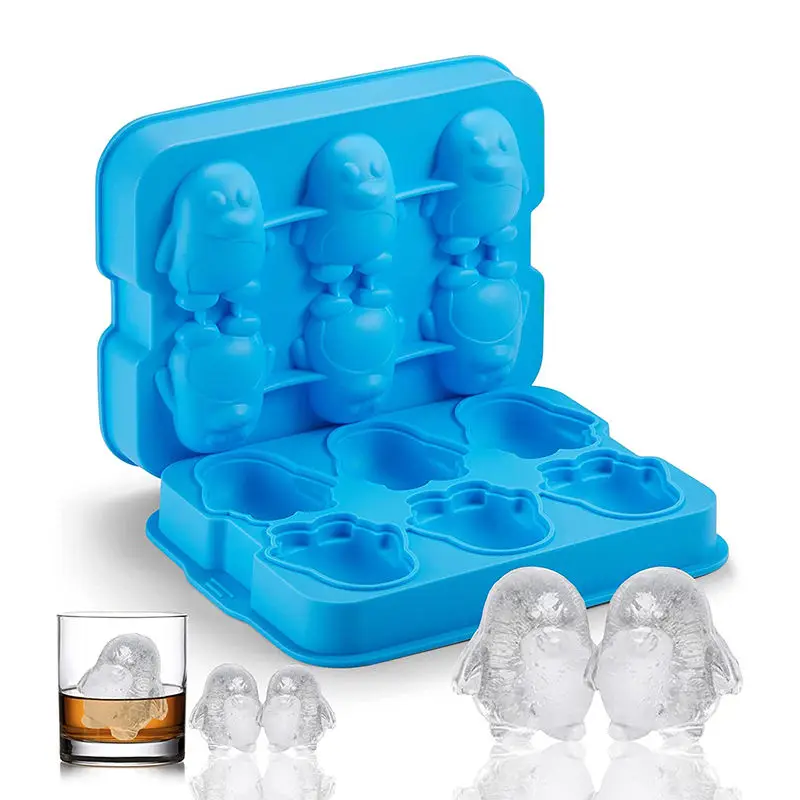 3D Penguin Ice Cube Tray Fun Shapes Odd Novelty Cute Gifts For Penguins Lover Large Silicone Whiskey Ice Mold For Cocktails