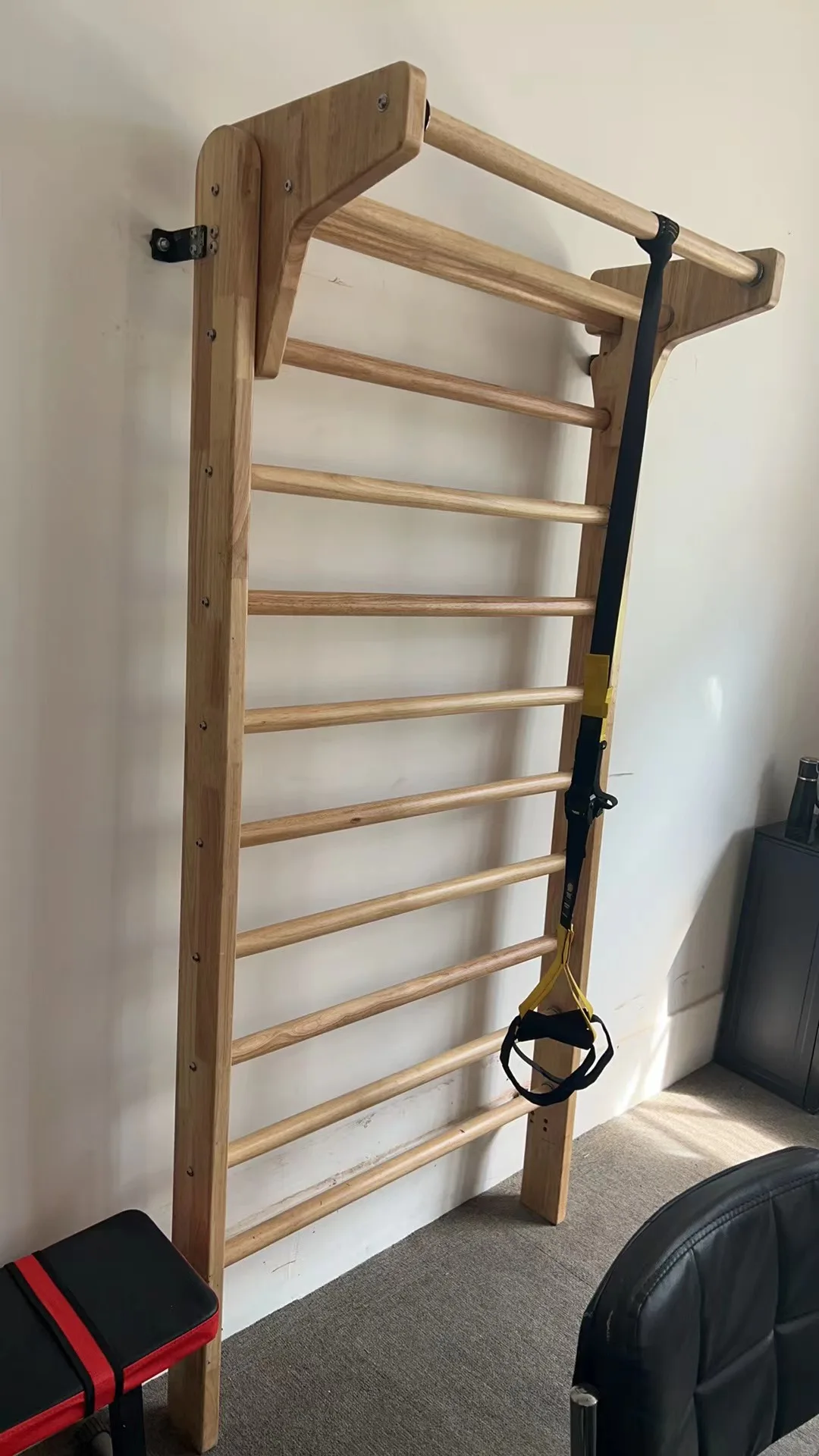 Wooden Fitness Gym Pull Up Ladder Wood Stall Bar Suspension Trainer Physical Gymnastics Ladder Solid Pine Swedish Ladder