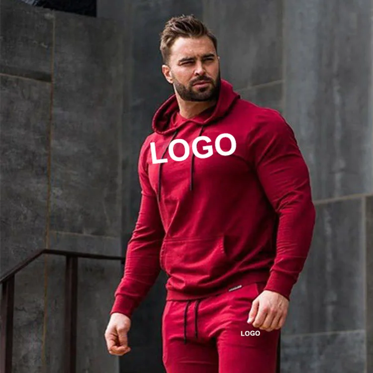 High Quality Premium Oversized No Label Red Casual Hip Hop Street Style Hoodie With Pocket