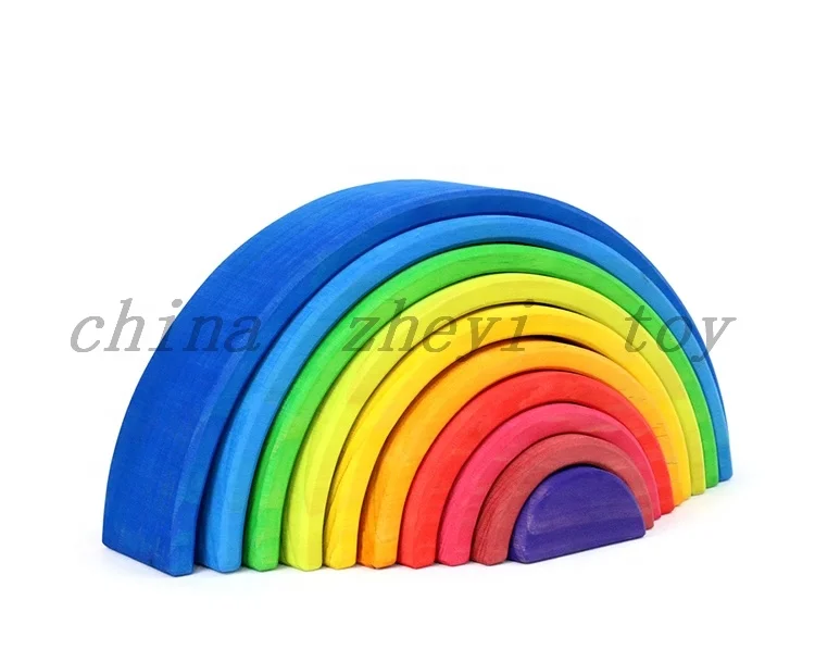 Распродажа с завода, детский Радужный штабелер, деревянная игрушка на заказ, детский деревянный Радужный конструктор, игрушки в Китае