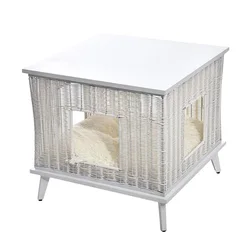 Renel Custom Wholesale Price Square Indoor PE Rattan Dog Houses