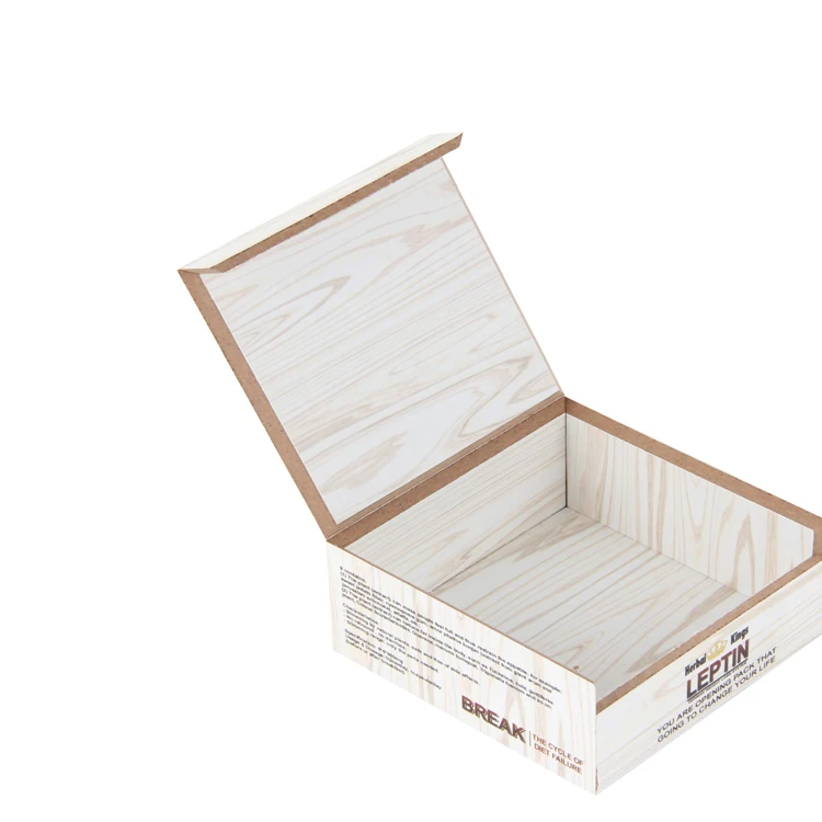 Factory Wholesale Small White mdf Wooden Custom Logo Clamshell Gift Box For Weight Loss Products