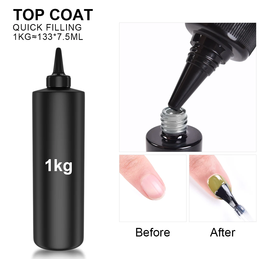 KADS 1kg Top Coat Gel Polish Shiny Soak Matte Off Manicure Art Decorations Varnish Top Coat UV Gel