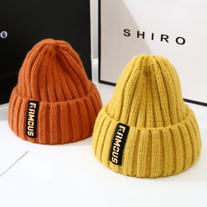 Knitting Beanies Winter Caps For Men Women Warm Solid Color Hat Soft Woolen Crochet Unisex Take Cold Cap Beanie