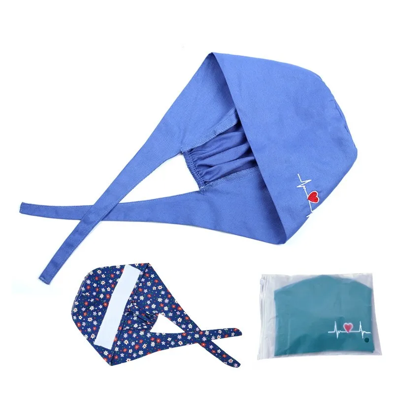 Scrub Caps Women Men Surgical Cap Bee Pharmacy Medical Solid Pets Clinic Doctors Dentist Nursing Beauty Salon Hat with Buttons