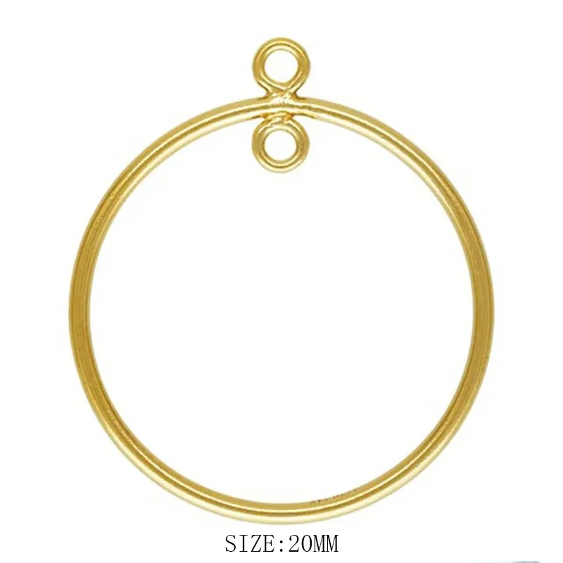 Geometric Circle Earrings Connector Charms 14K Gold Filled 15-30MM Round Drop Pendant With Ring for Large Hoop Making
