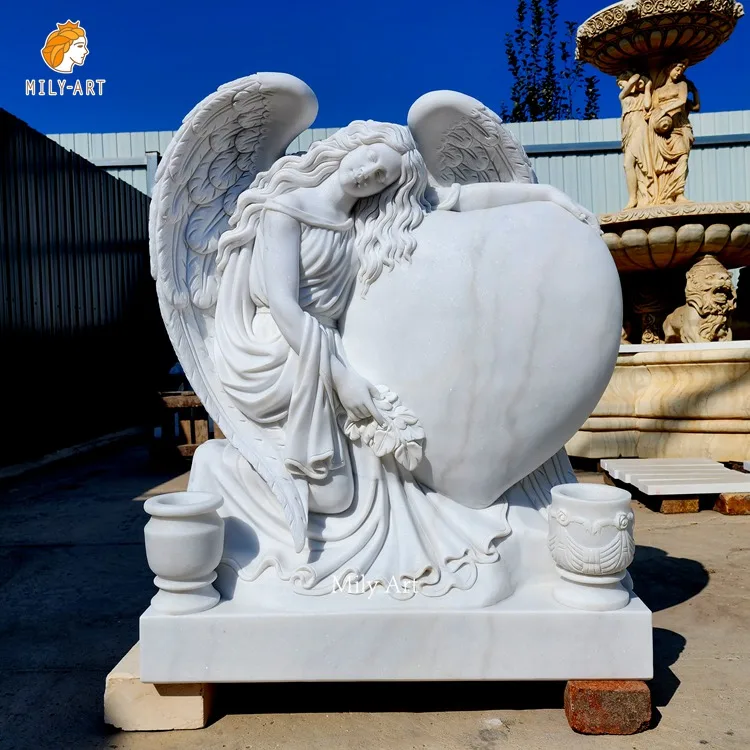 Hand Carved High Quality Angel Italian Marble Marble Tombstone