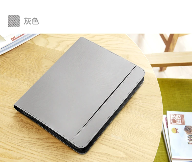 Hot Selling Customizable  Business Portfolio Organizer with Two-way Zippered Hand-made Multifunction Leather Padfolio