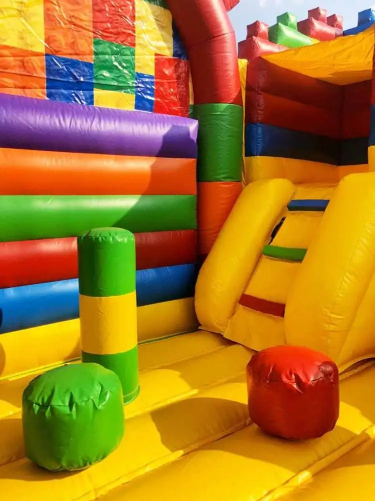 
Hot sale inflatable LEG-O block jump bouncer with slide combo game for kids 