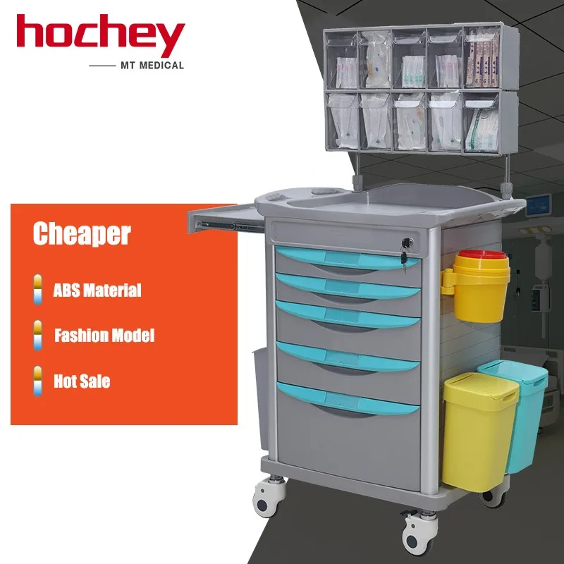 High Quality ABS Plastic Medical Cart Hospital Emergency Trolley Nursing Treatment Cart Medical Anesthesia Trolley For Patient