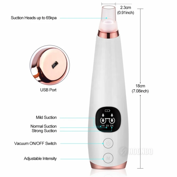 
Custom logo USB Acne Machine Cleaner Skin Care Facial Pore Electric Blackhead Remover Vacuum 