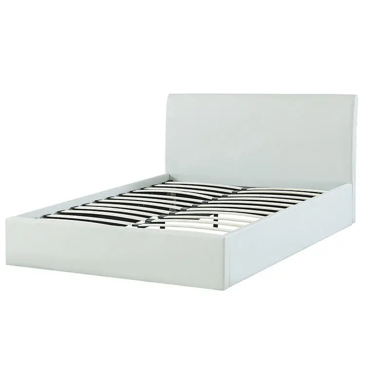 Sturdy Metal Frame Bed with Wooden Slats and Gas Strut Lift Mechanism for Enhanced Mattress Support