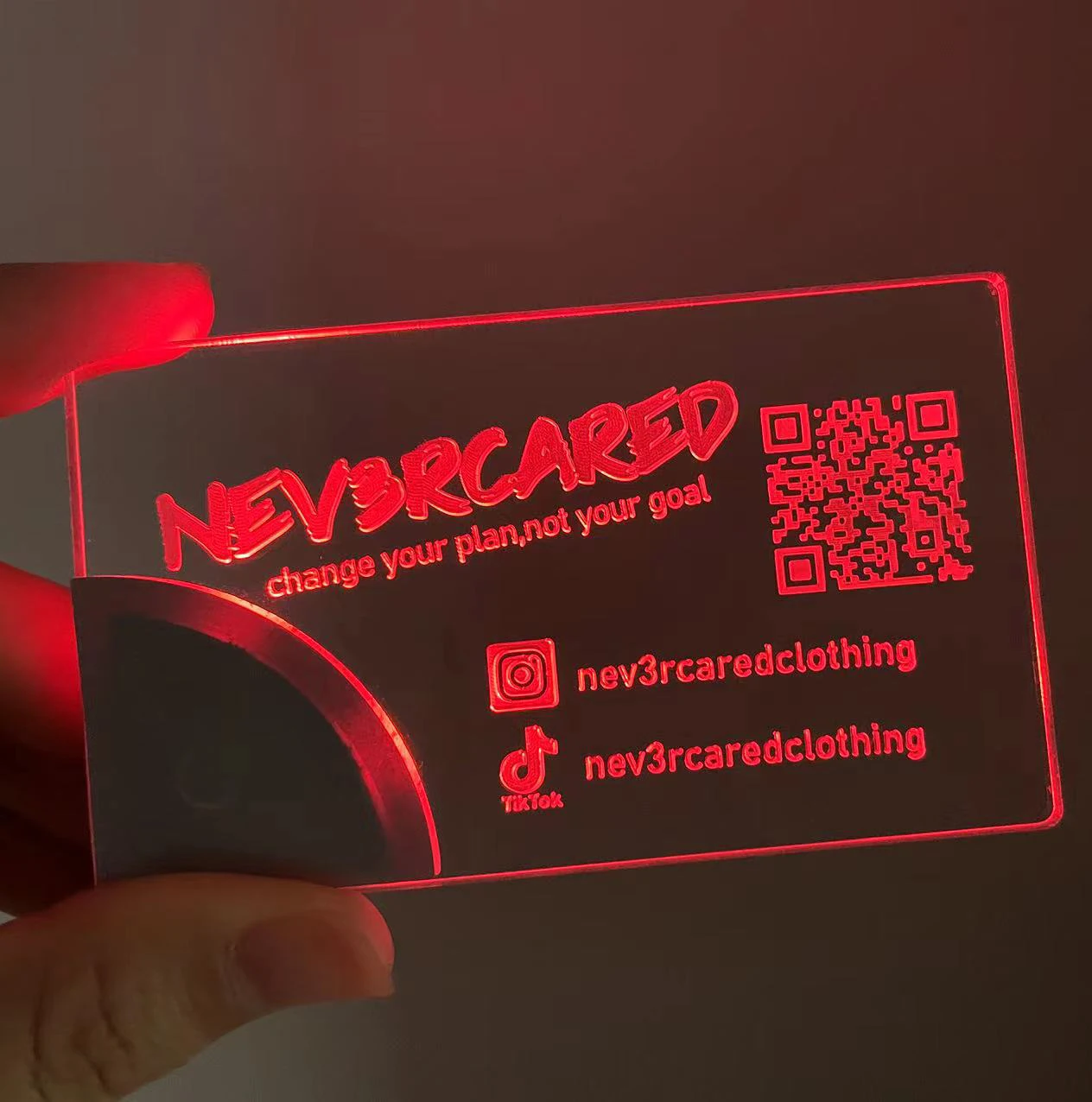 UV Logo or Laser Engraved Luxury LED Credit Card Acrylic Light up Business Design Luminous Name