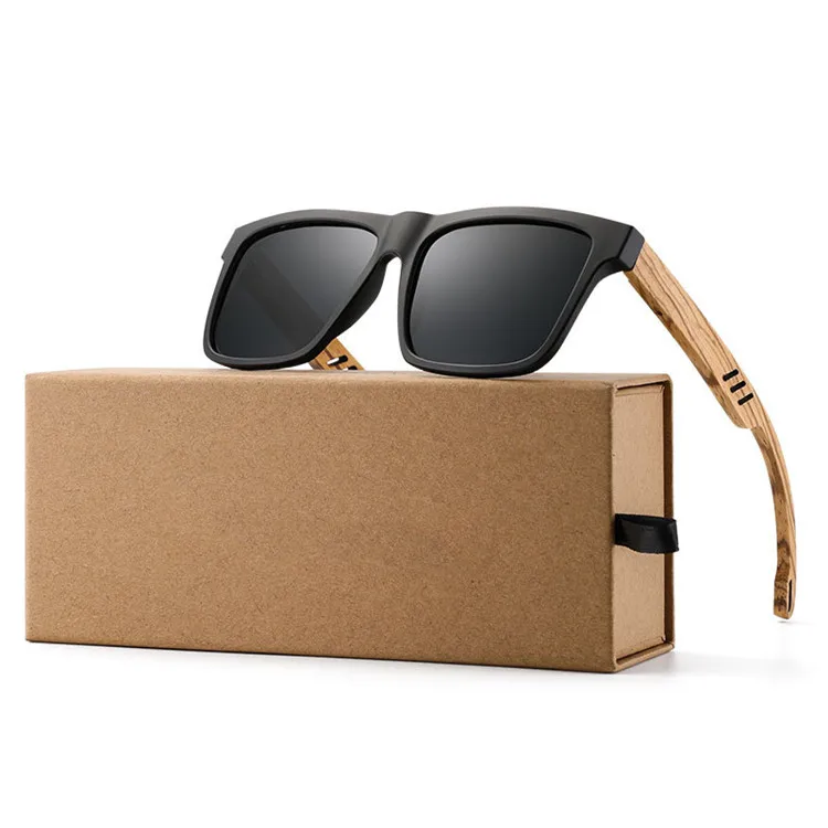 2022 Polarizing Personalized Sun Glasses Square Craved Wooden Retro Casual Mens Men Wood Polarized Bamboo fashion Sunglasses