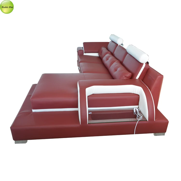 Redde Boo Hot Sales L Shaped Modern Sectional Black and White Leather Functional Living Room Sofas Set with Storage