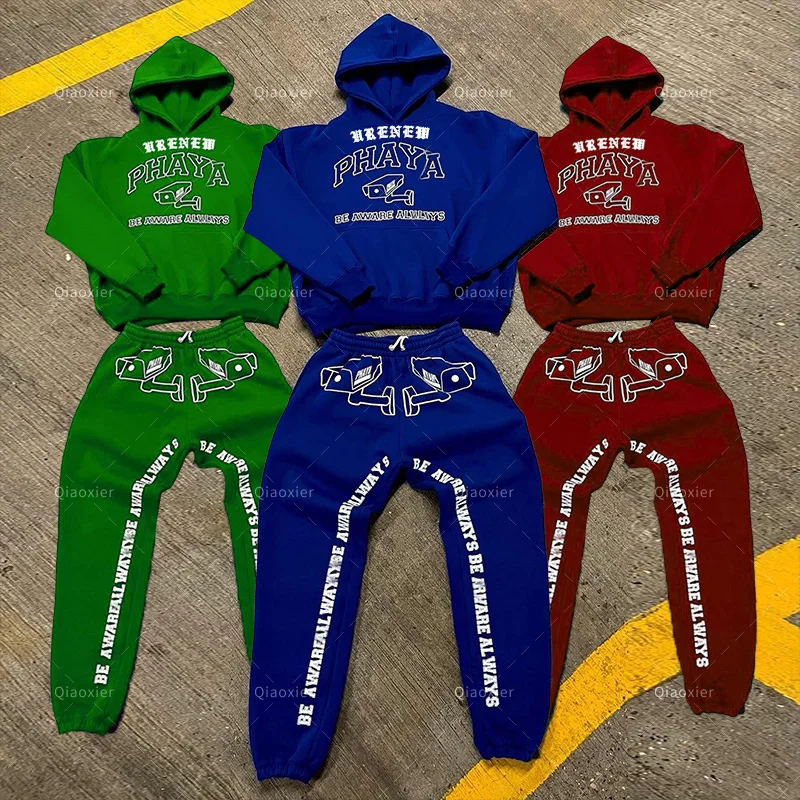 Custom puff print logo high quality Mens Training Fitness Sports Suit Track uits Trousers two piece set jogging tracksuit for me