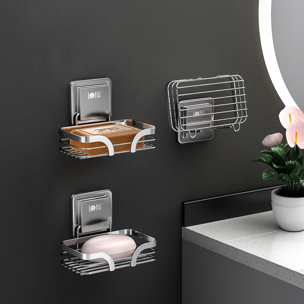 Factory Stock Shower Room Kitchens Hotel Bearing Capacity Self-Adhesive Without Drilling Holes Quick-Draining Soap Dish Holder