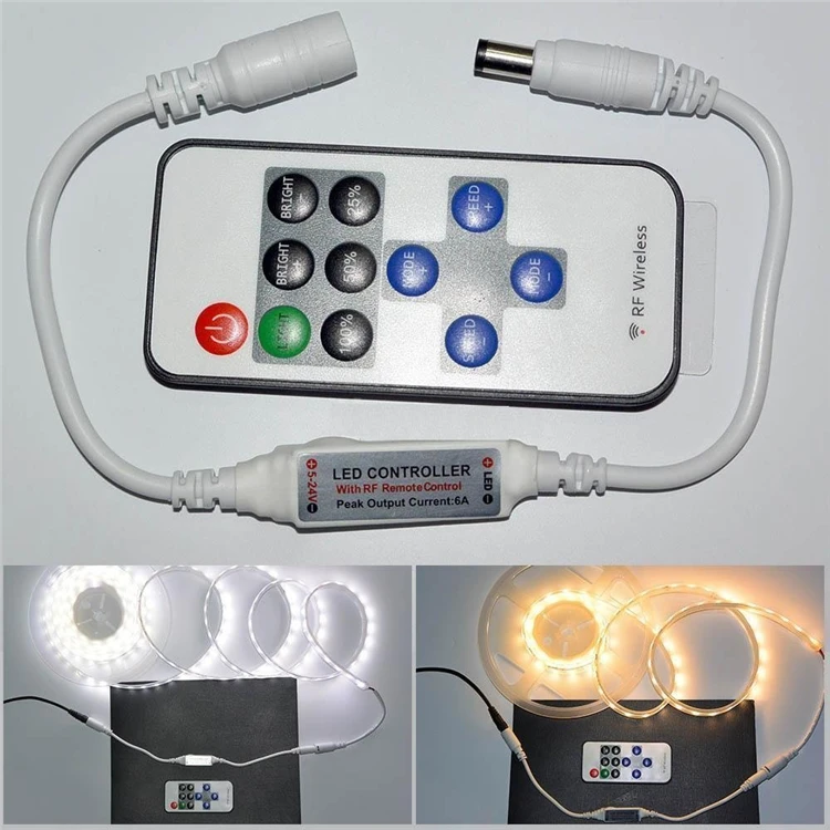  DC5-24V 12В/144 Вт 24В/288 11Key LED Мини RF беспроводной Одноцветный контроллер с разъемом постоянного