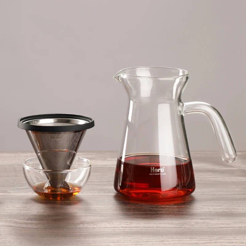 Portable home brew hot sale stainless filter coffee pot maker pour over dripper pot server