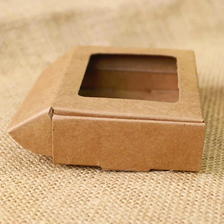 
Eco Friendly Folding Soap Packing Brown Kraft Paper Box Homemade Soap Packaging With Window 