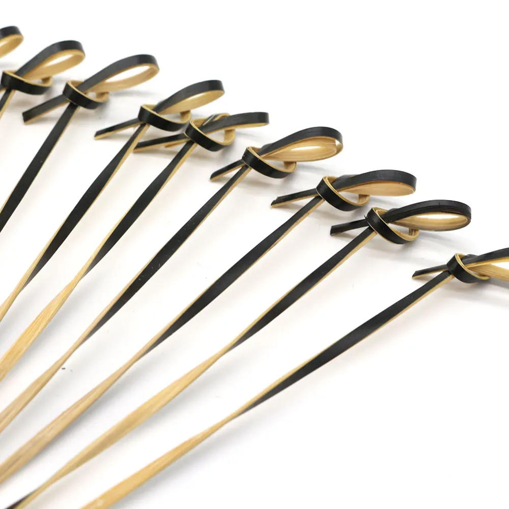 6 Inch Knotted Disposable Fruit Sticks Natural Bamboo Knotted Skewer For Fruit