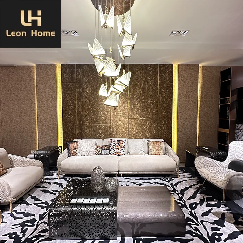 New Design Microfiber Fabric Leather Sofa Home Furniture House Sofa Set Luxury Living Room With Brass Legs