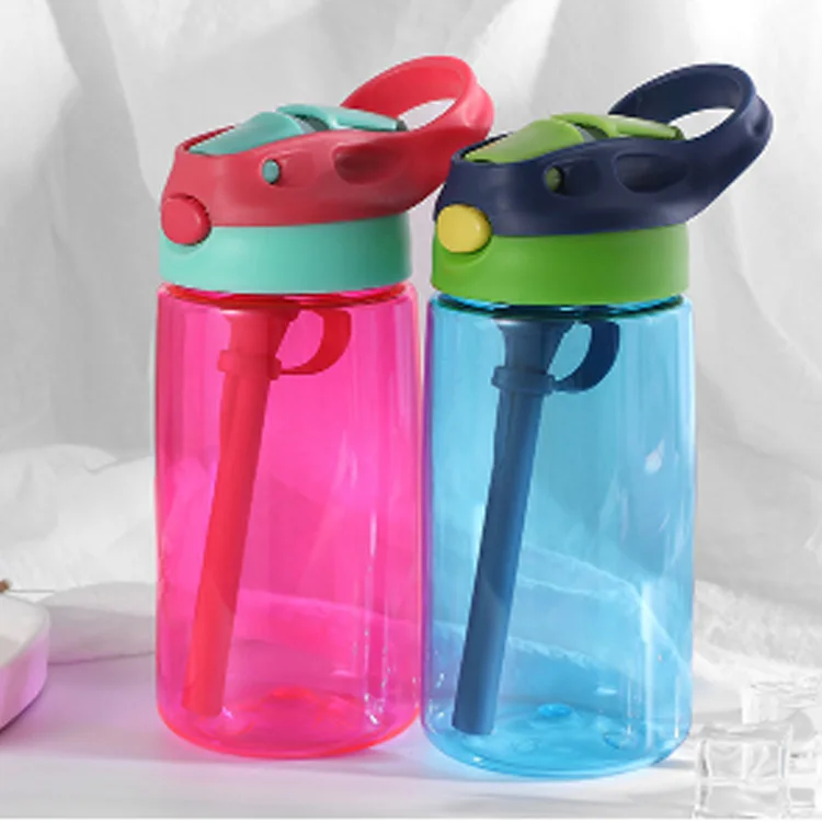 
Wholesale high quality one-click nozzle straw transparent plastic water bottle for kids children students 