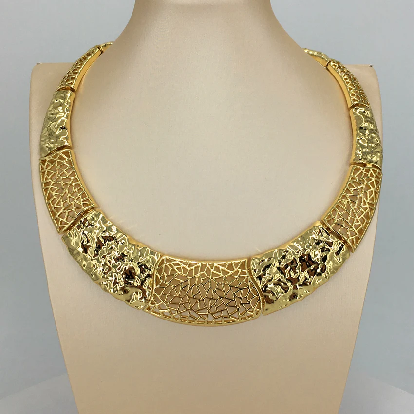 Роскошные 24K позолоченный ювелирных изделий в Дубае свадебные ожерелье ювелирные изделия бразильские 18K Позолоченные Африканские украшения FHK13706