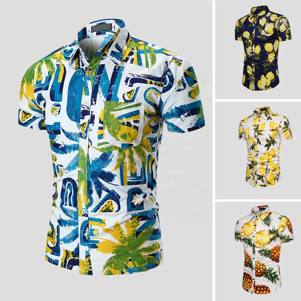  Ropa De Hombre отдыха «Aloha» мужские футболки из хлопка пляжные рубашки повседневное Гавайские с короткими рукавами Roupas Gomlek летняя