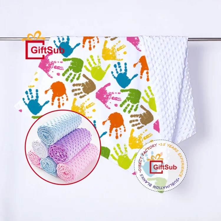 50x60IN Sublimation Blank Minky Dot Blankets Custom Logo Soft Baby Adult 100% Polyester Short Plush Blankets